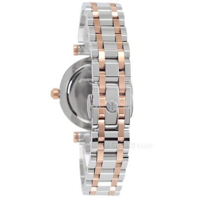 Tory Burch Classic T White Dial Two Tone Steel Strap Watch for Women - TBW9011