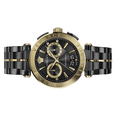 Versace Aion Chronograph Black Dial Black Steel Strap Watch for Men - VE1D01620