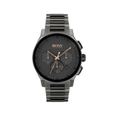 Hugo Boss Peak Chronograph Black Dial Black Steel Strap Watch for Men - 1513814