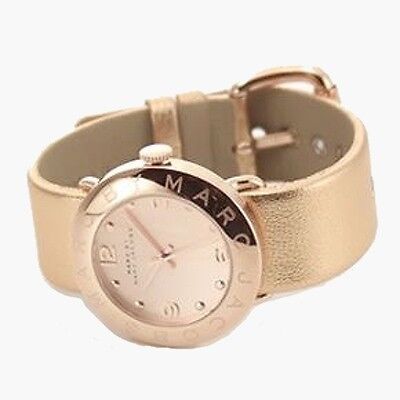 Marc Jacobs Amy Gold Dial Gold Leather Strap Watch for Women - MBM8627