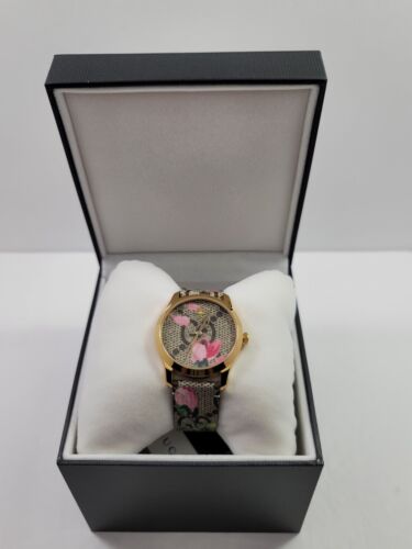  Shop Authentic Gucci G Timeless Floral Brown Dial Brown Leather Strap Watch For Women - YA1264038 - Luxxuri