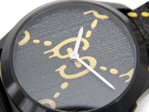 Gucci G Timeless Ghost Black Dial Black Leather Strap Watch For Men - YA1264019