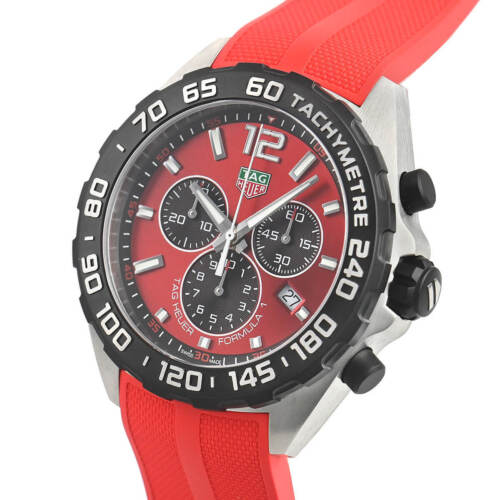 Tag Heuer Formula 1 Chronograph Red Dial Red Rubber Strap Watch for Men - CAZ101AN.FT8055
