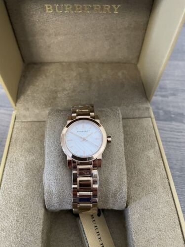 Burberry The City White Dial Rose Gold Steel Strap Watch for Women - BU9204
