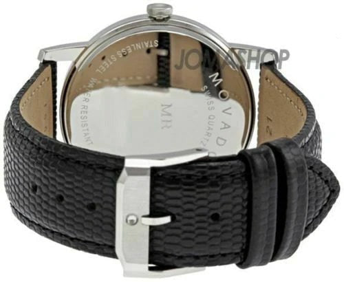 Movado Museum Blue Dial Black Leather Strap Watch For  Men - 2100009