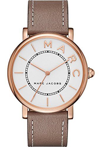 Marc Jacobs Roxy White Dial Cement Brown Leather Strap Watch for Women - MJ1533