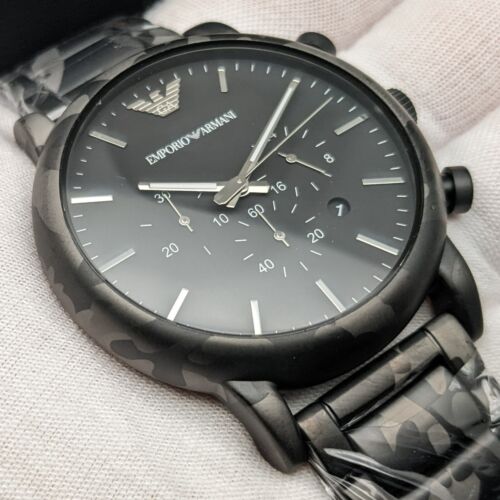 Emporio Armani Luigi Chronograph Black Dial Black Steep Strap Watch For Men - AR11045