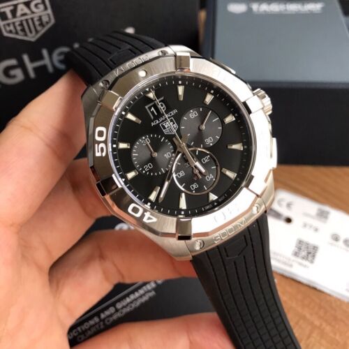 Tag Heuer Aquaracer Quartz Chronograph Black Dial Black Rubber Strap Watch for Men - CAY1110.FT6041