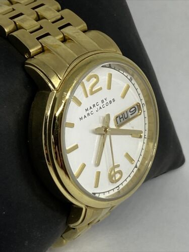 Marc Jacobs Fergus White Dial Gold Steel Strap Watch for Women - MBM8647
