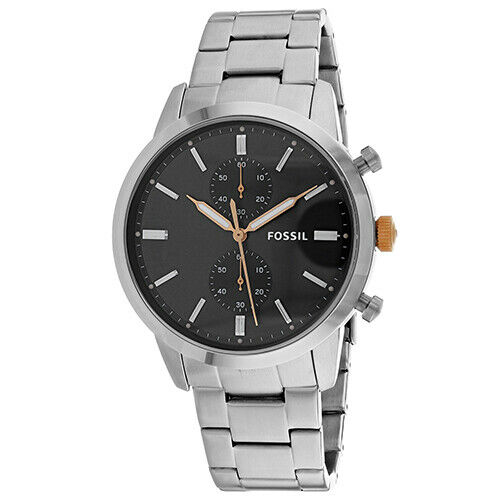 Fossil Townsman Chronograph Grey Dial Silver Steel Strap Watch for Men - FS5407