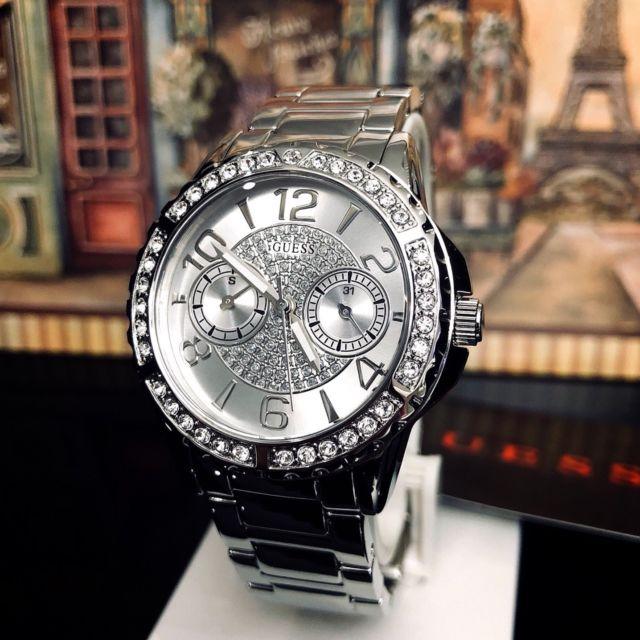 Guess Sassy Multifunction Quartz Silver Dial Silver Steel Strap Watch For Women - W0705L1