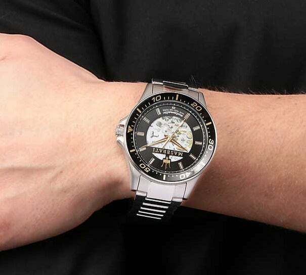Maserati SFIDA Automatic Black Dial Silver Steel Strap Watch For Men - R8823140002