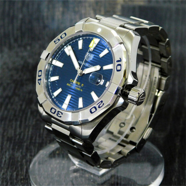 Tag Heuer Aquaracer Calibre 5 Automatic Blue Dial Silver Steel Strap Watch for Men - WAY2012.BA0927