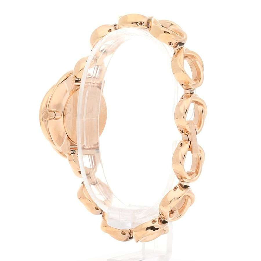 Swarovski Crystal Flower Red Dial Rose Gold Steel Strap Watch for Women - 5552783