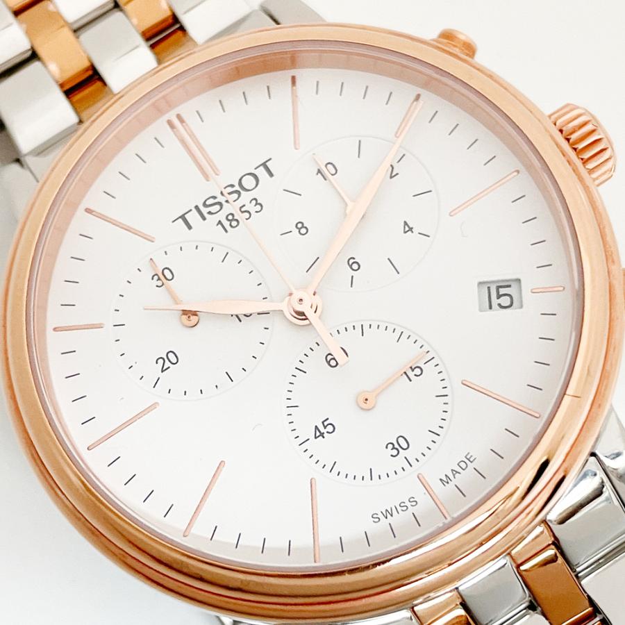 Tissot Carson Premium Chronograph White Dial Two Tone Steel Strap Watch For Men - T122.417.22.011.00