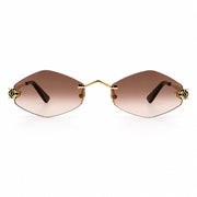 Cartier Panthère de Unisex Rimless Hexagonal Brown Sunglasses