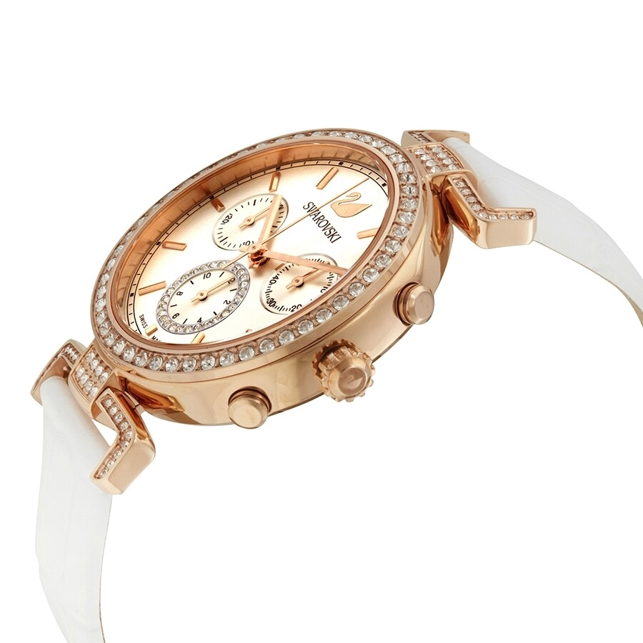 Swarovski Era Journey Silver Dial White Leather Strap Watch for Women - 5295369