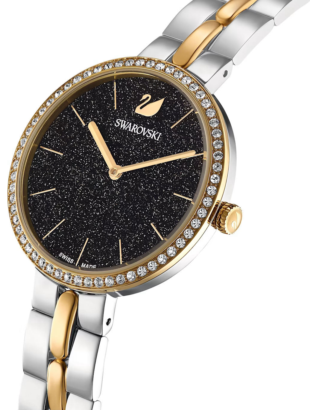 Swarovski Cosmopolitan Black Dial Two Tone Steel Strap Watch for Women - 5644072