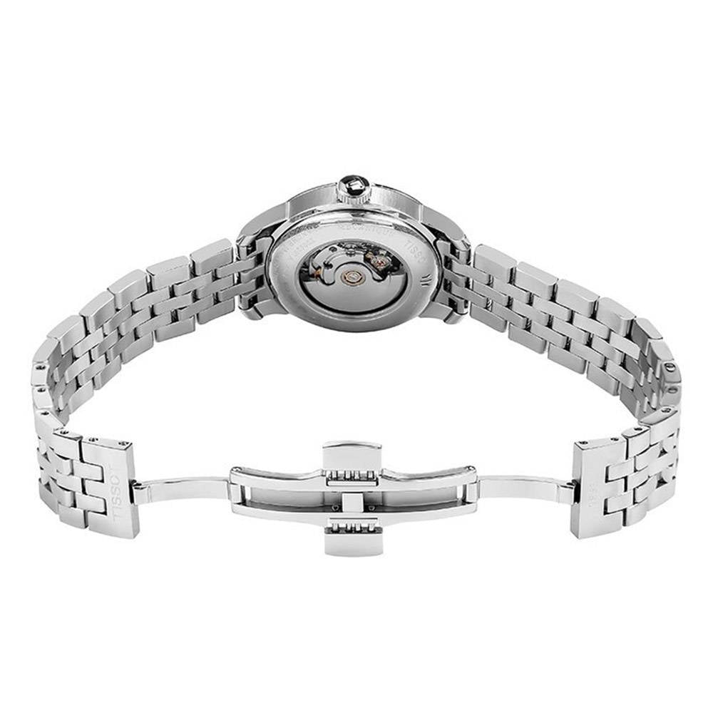 Tissot Le Locle Automatic Diamonds Mother of Pearl Black Dial Silver Steel Strap Watch For Women - T006.207.11.126.00