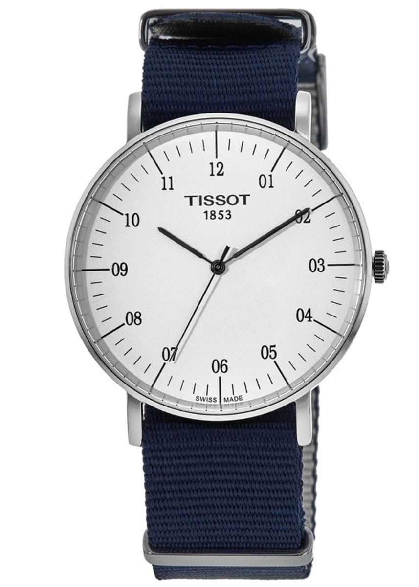 Tissot T Classic Everytime Large White Dial Blue NATO Strap Watch For Men - T109.610.17.037.00