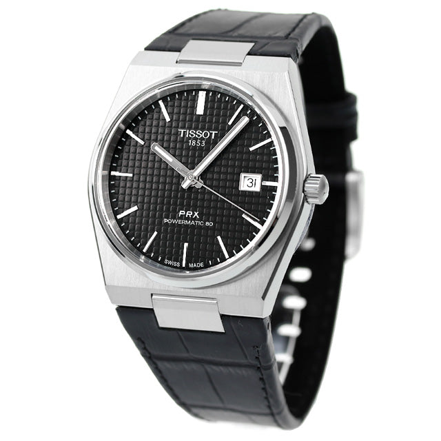 Tissot PRX Powermatic 80 Black Dial Black Leather Strap Watch for Men - T137.407.16.051.00