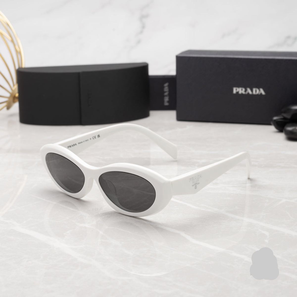 Prada PR26Z 17K-08Z White Oval Sunglasses