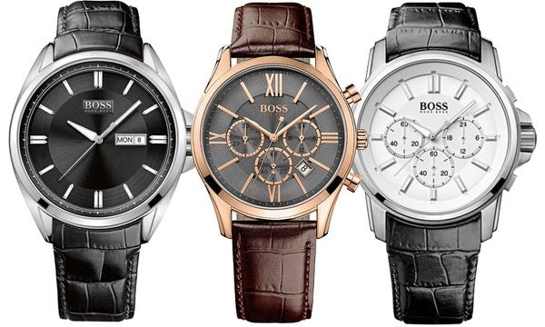 Hugo Boss Jet Chronograph Grey Dial Brown Leather Strap Watch for Men - 1513281
