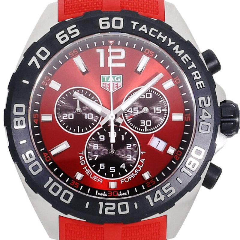Tag Heuer Formula 1 Chronograph Red Dial Red Rubber Strap Watch for Men - CAZ101AN.FT8055