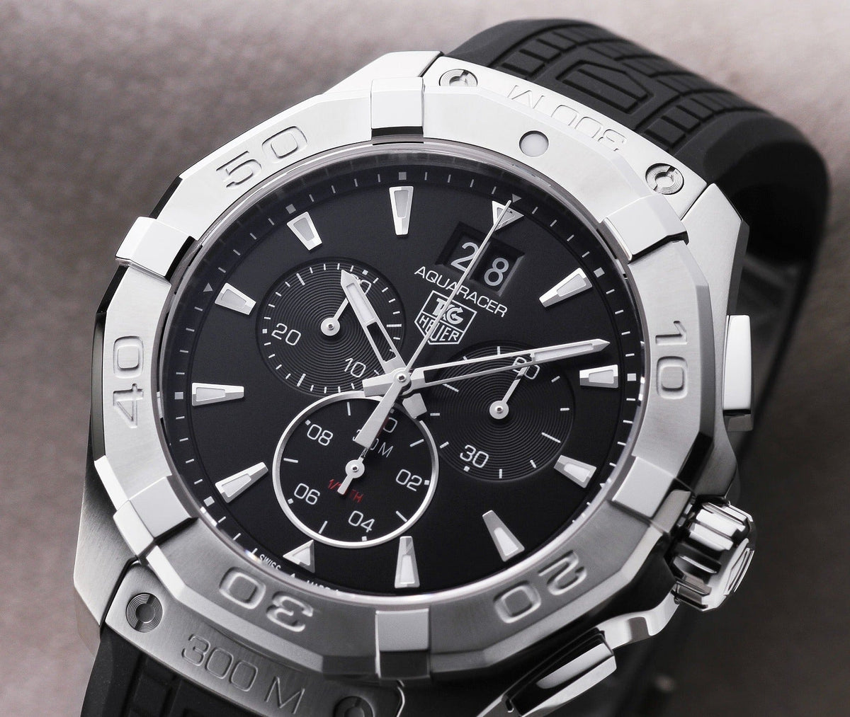Tag Heuer Aquaracer Quartz Chronograph Black Dial Black Rubber Strap Watch for Men - CAY1110.FT6041