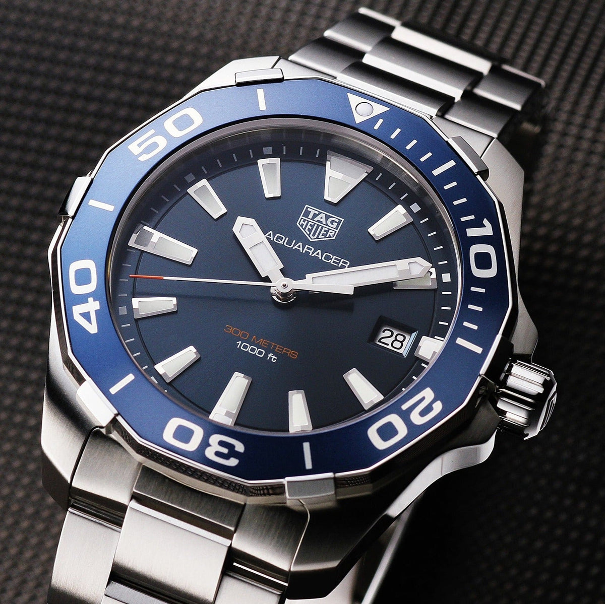 Tag Heuer Aquaracer Blue Dial Quartz Silver Steel Strap Watch for Men - WAY111C.BA0928