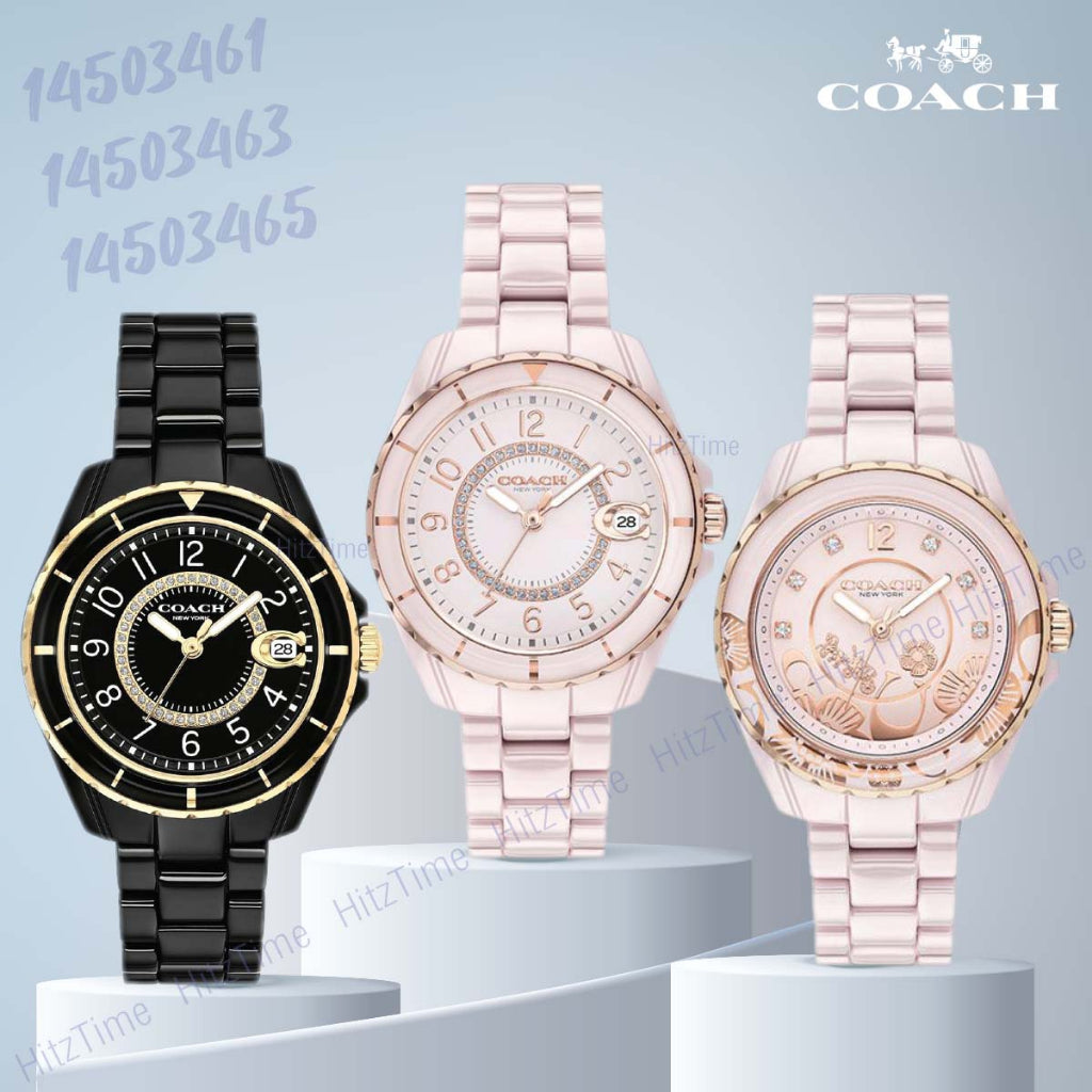 Coach Preston Pink Dial Pink Steel Strap Watch for Women - 14503465
