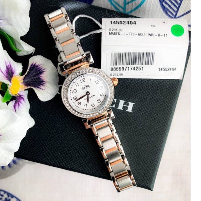 Coach Madison Crystals Silver Dial Two Tone Steel Strap Watch for Women - 14502404