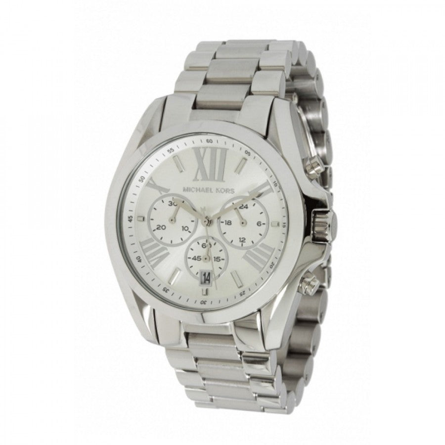 Michael Kors Bradshaw Chronograph Silver Dial Silver Steel Strap Watch for Men - MK5535