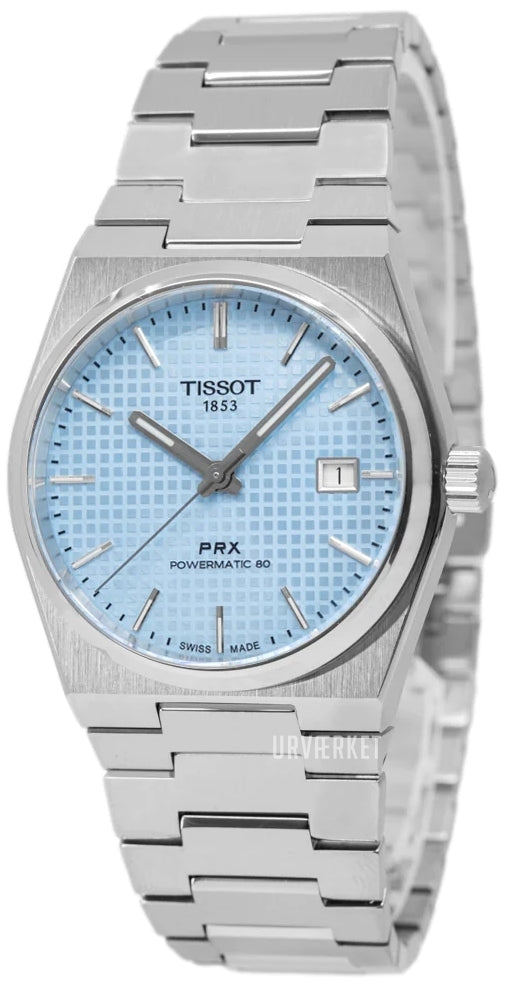 Tissot PRX Powermatic 80 Ice Blue Dial Silver Steel Strap Watch for Men - T137.207.11.351.00