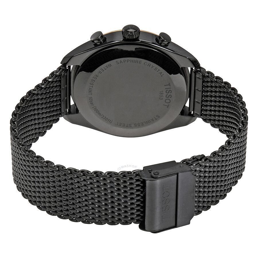 Tissot T Classic PR 100 Chronograph Anthracite Black Dial Black Mesh Bracelet Watch For Men - T101.417.23.061.00