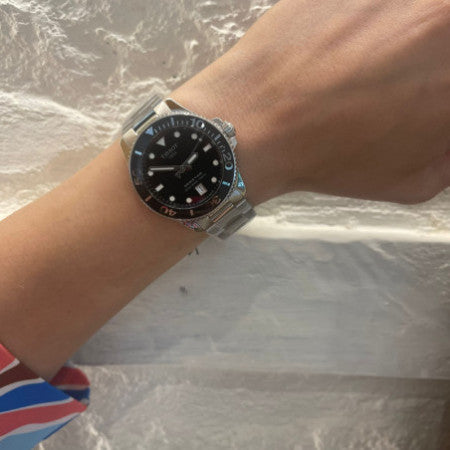Tissot Seastar 1000 Lady Black Dial Silver Steel Strap Watch for Women - T120.210.11.051.00