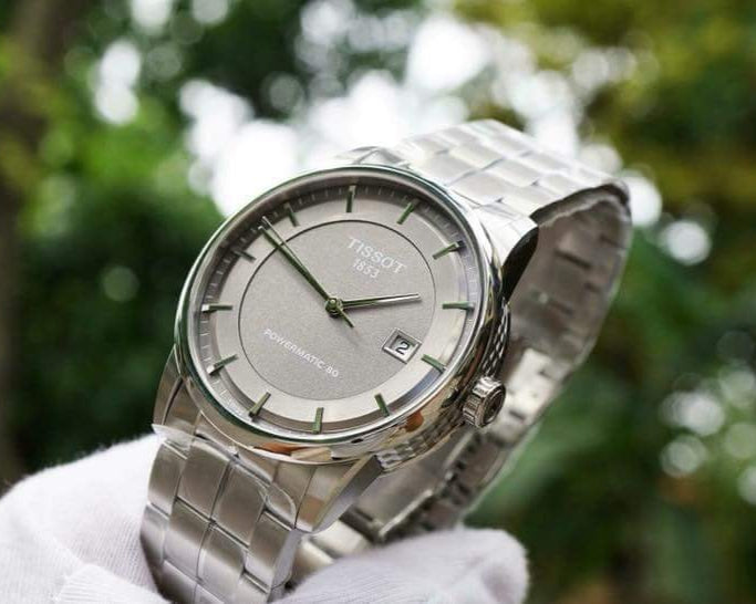 Tissot Luxury Powermatic 80 Grey Dial Silver Steel Strap Watch for Men - T086.407.11.061.00