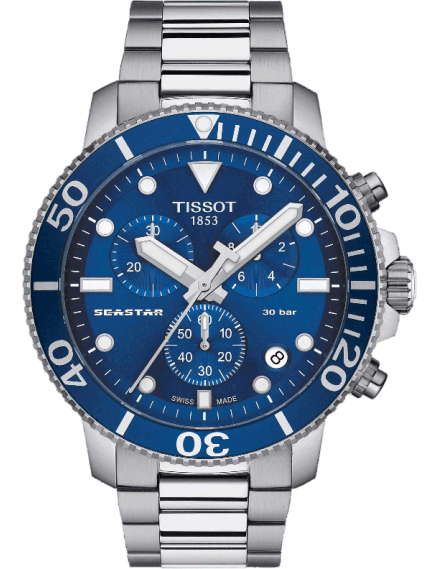 Tissot Seastar 1000 Chronograph Blue Dial Silver Steel Strap Watch For Men - T120.417.11.041.00