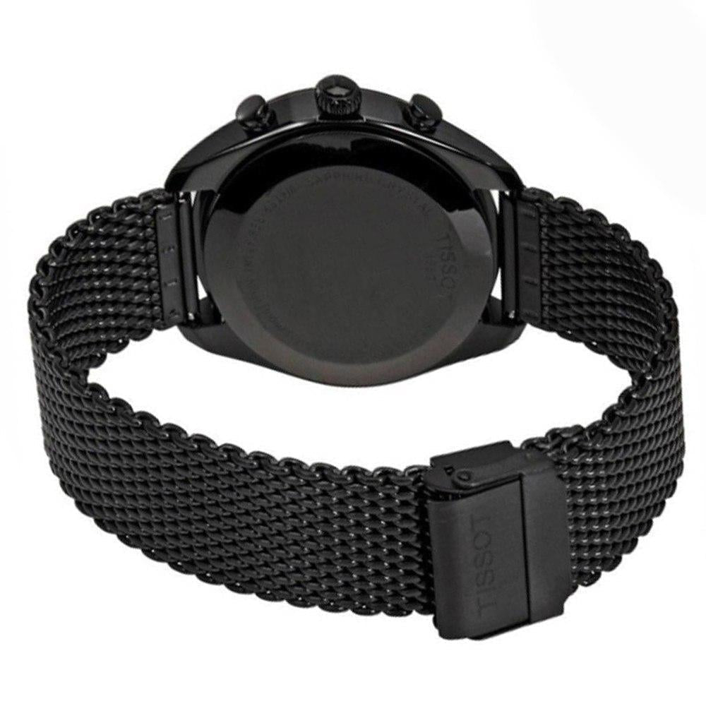 Tissot T Classic PR 100 Chronograph Black Dial Black Mesh Bracelet Watch For Men - T101.417.33.051.00