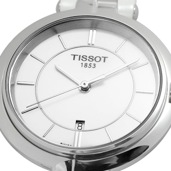 Tissot T Lady Flamingo White Dial White Leather Strap Watch For Women - T094.210.16.011.00