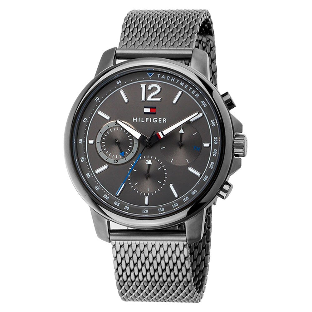 Tommy Hilfiger London Chronograph Grey Dial Grey Mesh Bracelet Watch for Men - 1791530