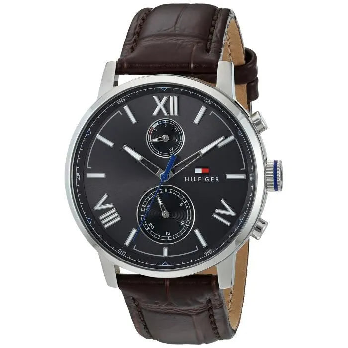 Tommy Hilfiger Aiden Quartz Black Dial Brown Leather Strap Watch for Men - 1791309