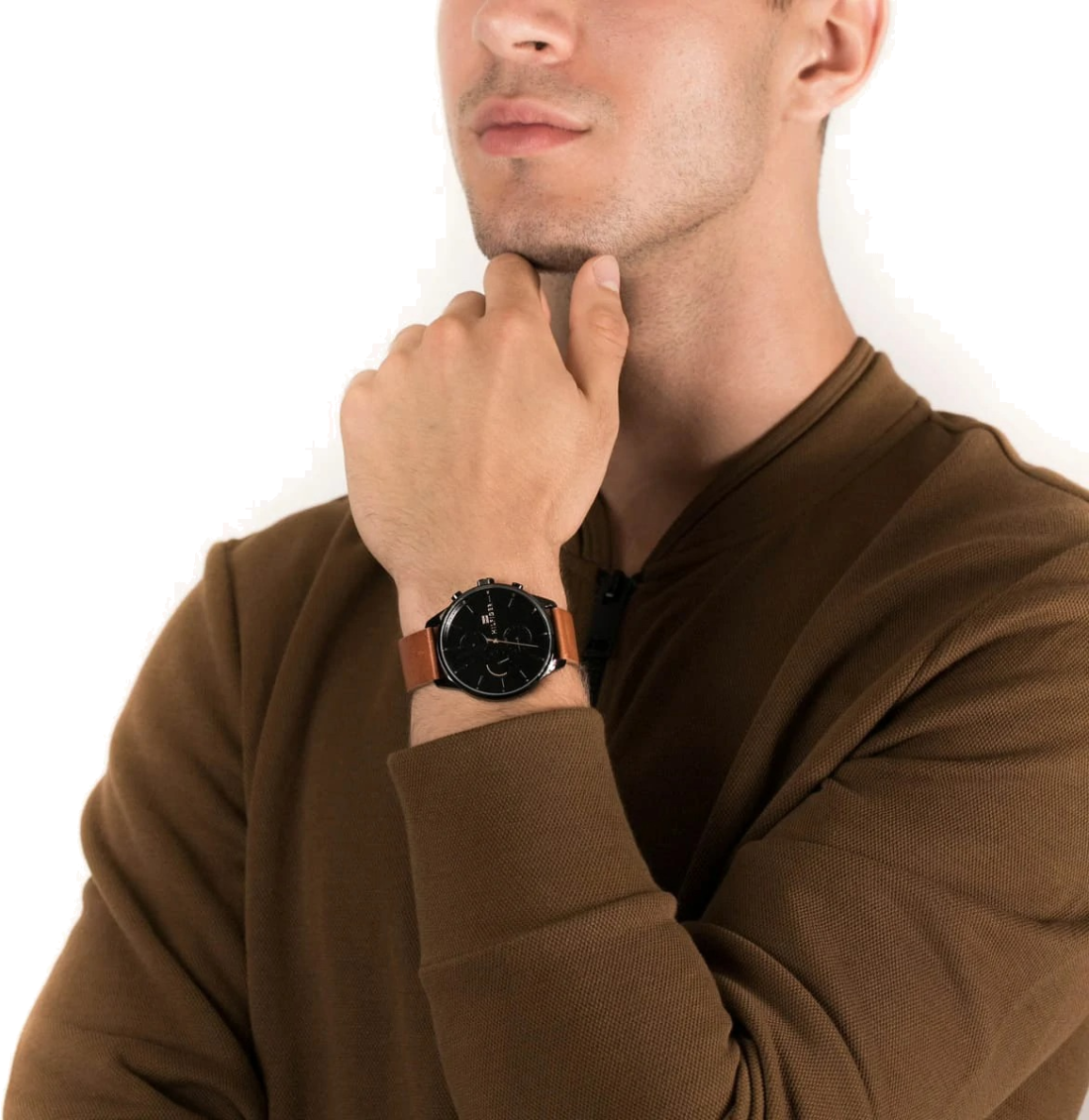 Tommy Hilfiger James Quartz Black Dial Brown Leather Strap Watch For Men - 1791486