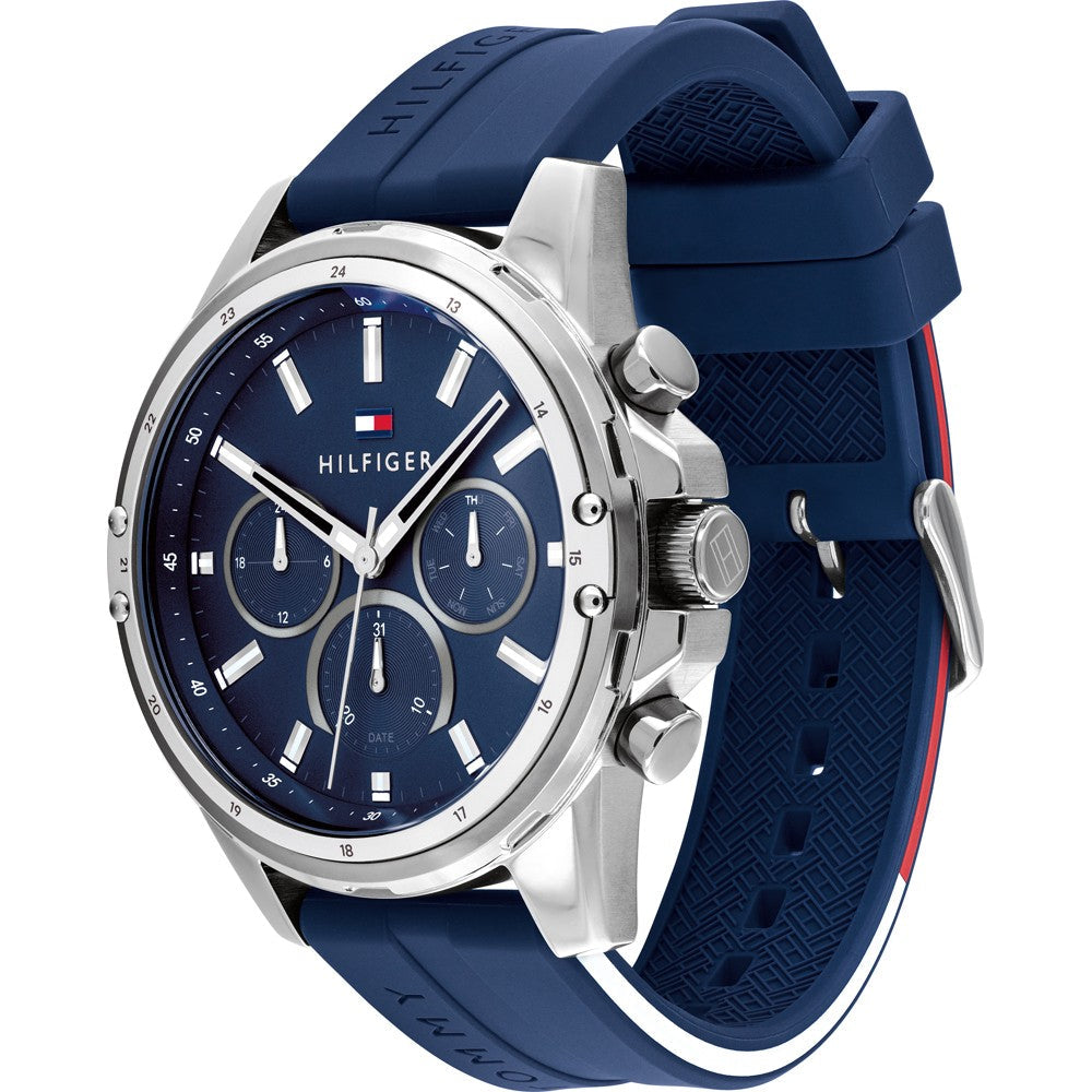 Tommy Hilfiger Mason Blue Dial Blue Rubber Strap Watch for Men - 1791791