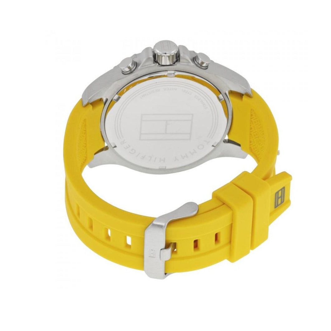 Tommy Hilfiger Sports Multifunction Black Dial Yellow Rubber Strap Watch for Men - 1791144