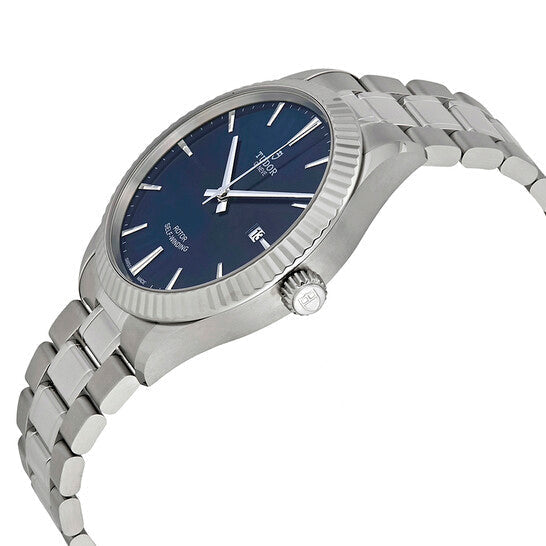 Tudor Style Automatic Diamonds Blue Dial Silver Steel Strap Watch for Men - M12710-0017