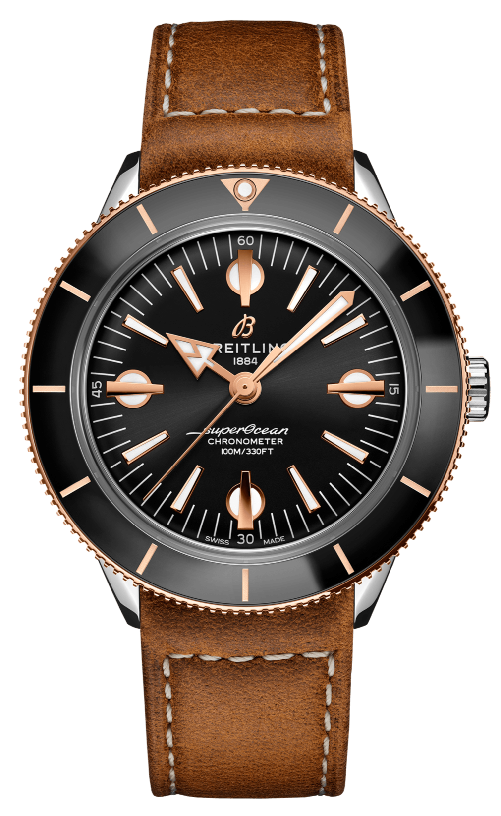 Breitling Superocean Heritage '57 Black Dial Brown Leather Strap Watch for Men - U10370121B1X1