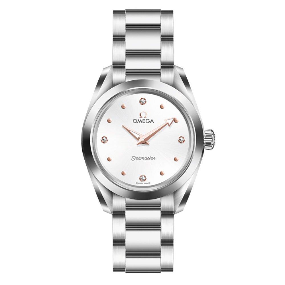 Omega Seamaster Aqua Terra Quartz Diamond Silver Dial Silver Steel Strap Watch for Women - 220.10.28.60.54.001