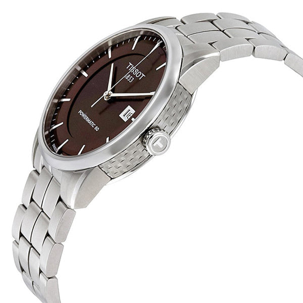 Tissot Luxury Powermatic 80 Brown Dial Silver Steel Strap Watch For Men - T086.407.11.291.00