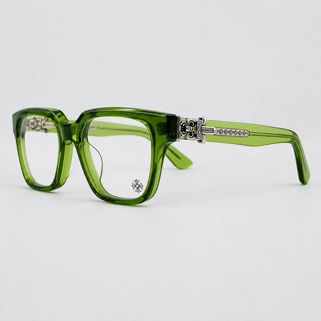 Chrome Hearts Vagillionaire II Square-Frame Dark Olive Green Glasses